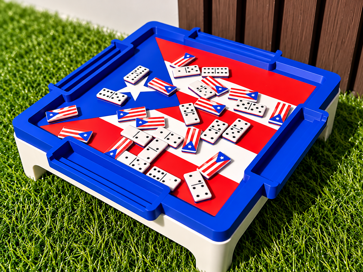 Mesa Mini de Dominó Puerto Rico – Incluye Dominós 🇵🇷